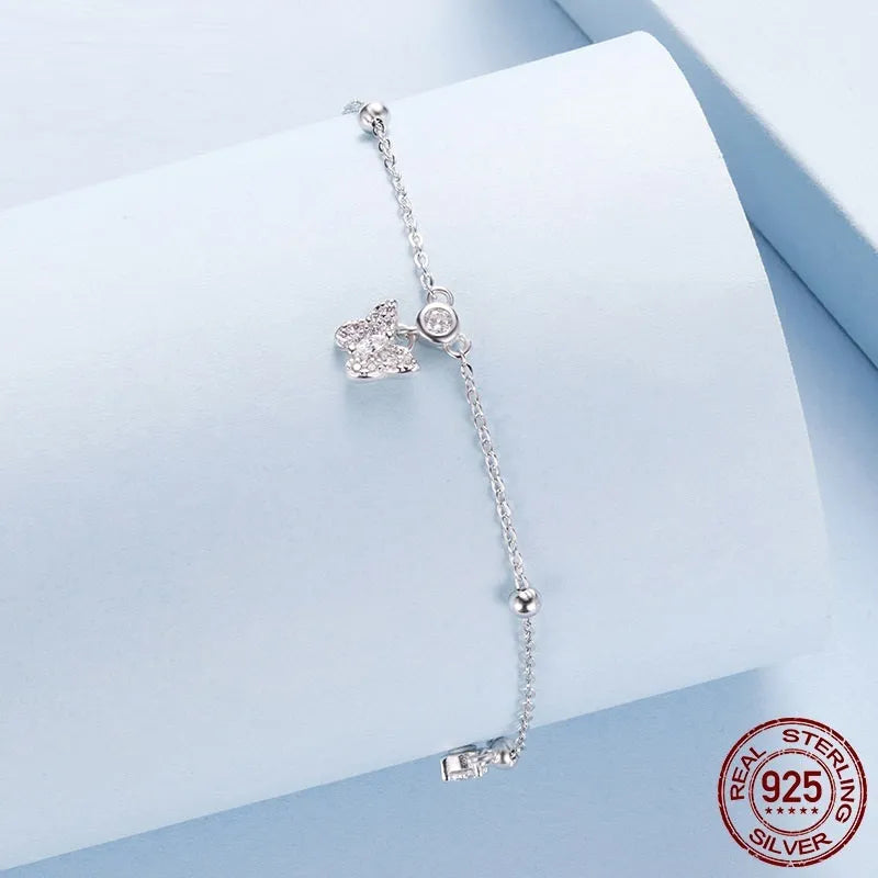 Adjustable 925 silver butterfly anklet for women with simple all-match design and BST012 colour option
