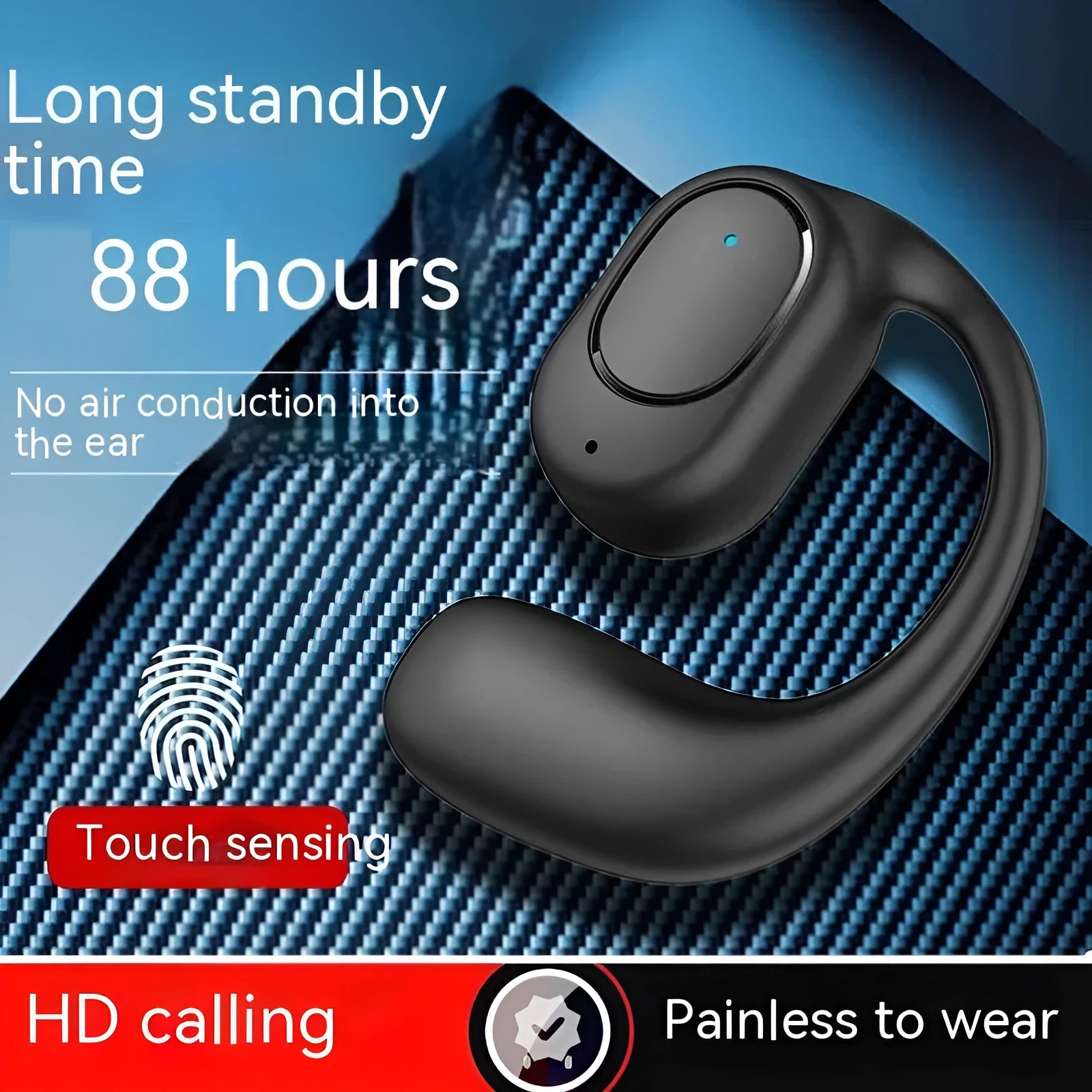 New OWS wireless Bluetooth headset ear-mounted sports style black digital display binaural