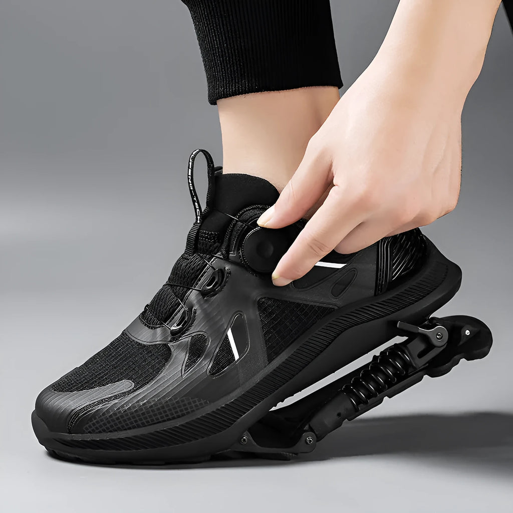 Black mesh running shoes with rubber EVA sole, middle top height, unisex sizes 35-45
