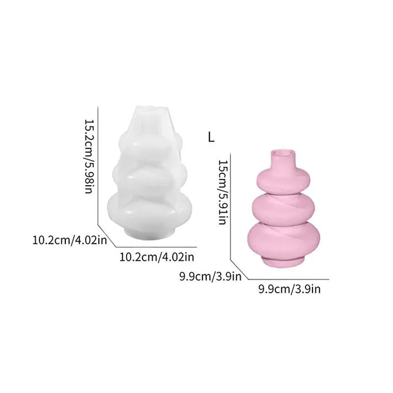 Silicone three layer circle vase ornament mould with irregular shape design