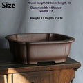A rectangular purple sand ceramic bonsai flower pot with a modern minimalist design.