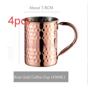 Stainless steel Moscow Mule cup with copper-plated finish in silver, gold, rose gold or black colour options