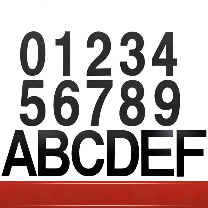 Black stainless steel sticky house number sign showing digits 7.5 cm tall