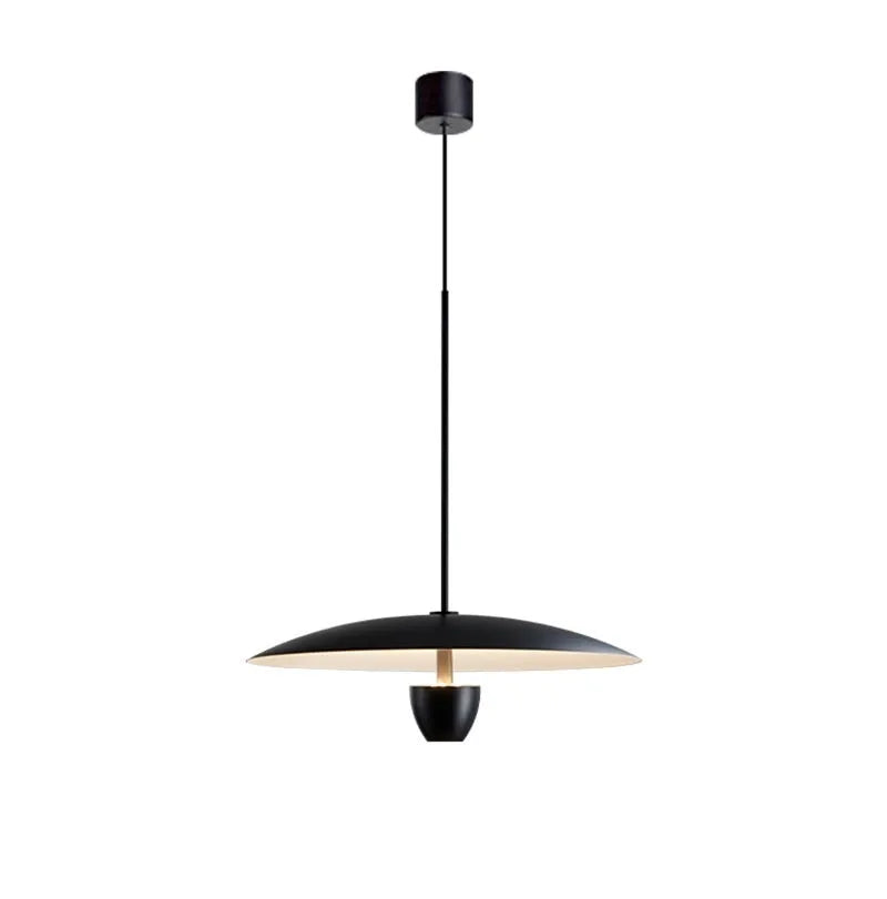 Modern black minimalist chandelier with warm light illumination 400mm size