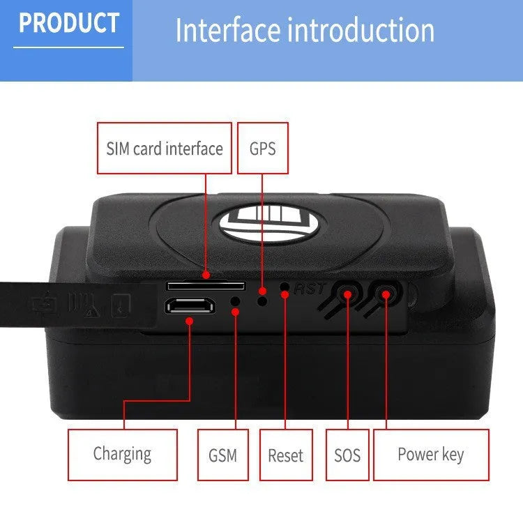 Car satellite positioning and tracking locator, ABS, 74x43x31mm, 4G TK202A 6500mA, single positioner