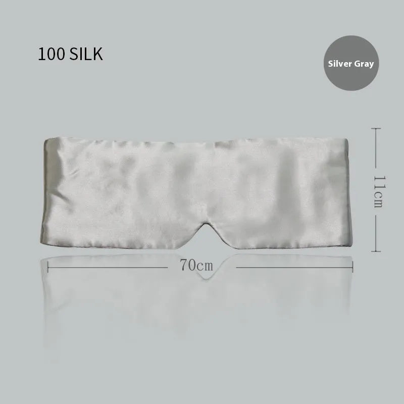 Mulberry silk sleep mask shown in one of seven colours: black, champagne gold, navy blue, silver grey, white, pink, or green.