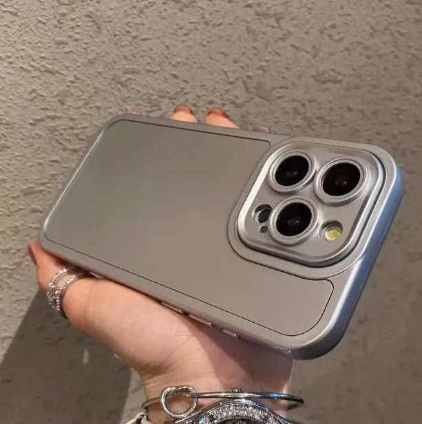Two-in-one drop-resistant iPhone case in grey black with grinding finish, PC material, all-inclusive design.