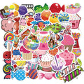 Candy series graffiti colour vinyl stickers pack with cartoon designs for laptop and water bottle decoration