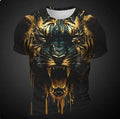 Men's 3D tiger pattern T-shirt in polyester with digital printing and short sleeves