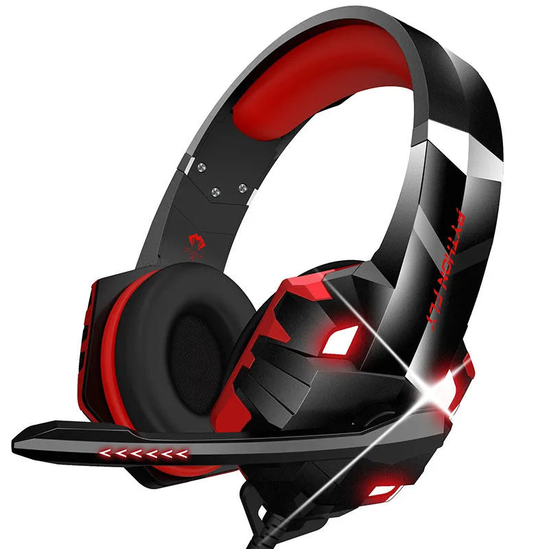 Wired gaming headset with microphone and breathing light in multiple colour options