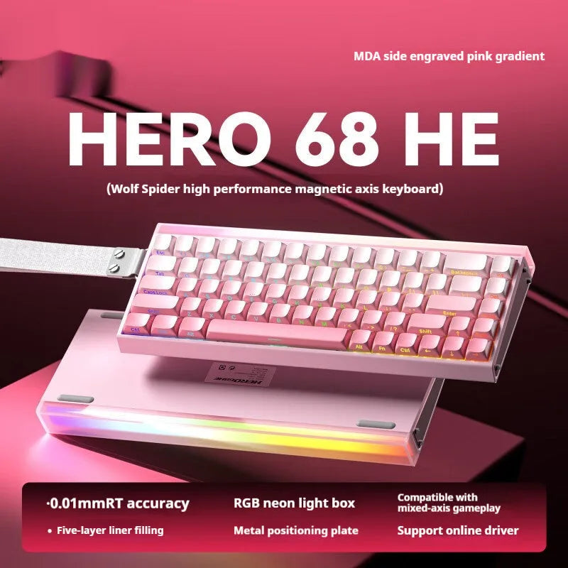 Magnetic axis mechanical keyboard with RGB lighting and engraved side designs