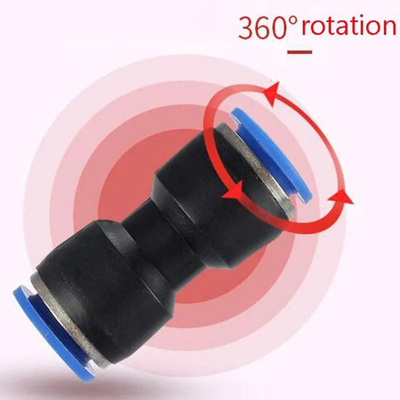 PU straight through pneumatic connector in black or blue with POM PBT body and imported O-rings for 4-16mm trachea