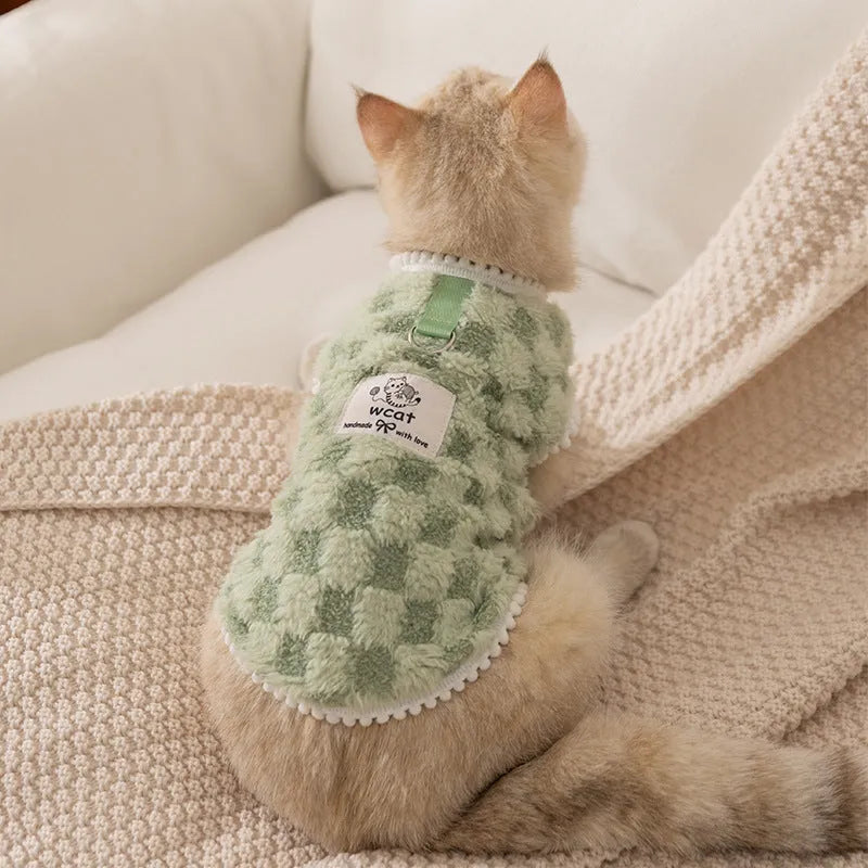 Korean autumn winter dog hoodie with cartoon bear design, green, for small medium pets