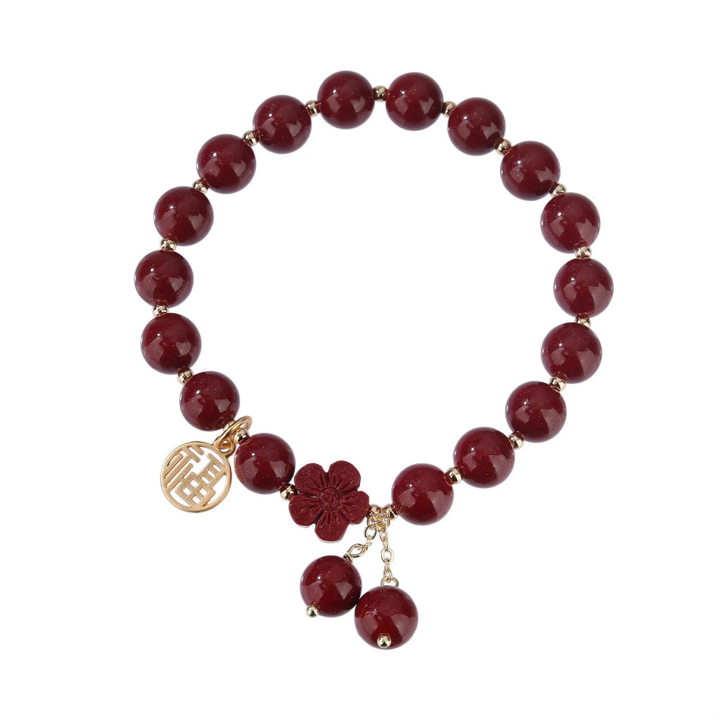 Retro women's purple gold sand Fu character bracelet with tassel detailing and national style design