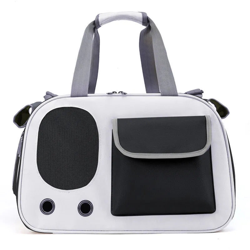 Canvas pet carrier bag with shoulder strap in yellow, green or black colour
