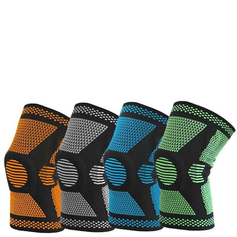 Green blue white orange silicone spring knee pads for sports in sizes M L and XL