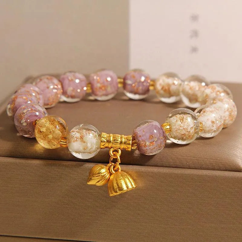 New Chinese style purple luminous glazed crystal bracelet for women fresh sweet style