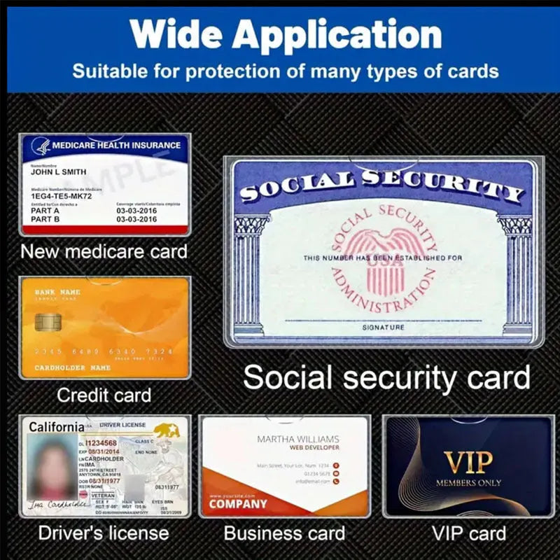 Transparent PVC social security card holder showing clear waterproof cover for ID cards with urban simplicity design