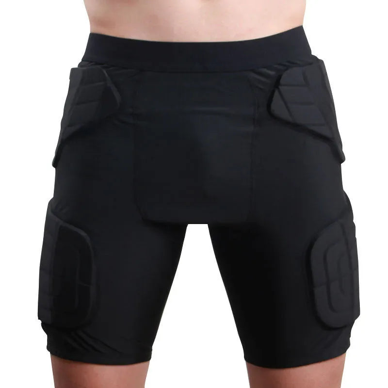 Black anti-collision sports pants for basketball and rugby with waist protection, sizes M to 2XL