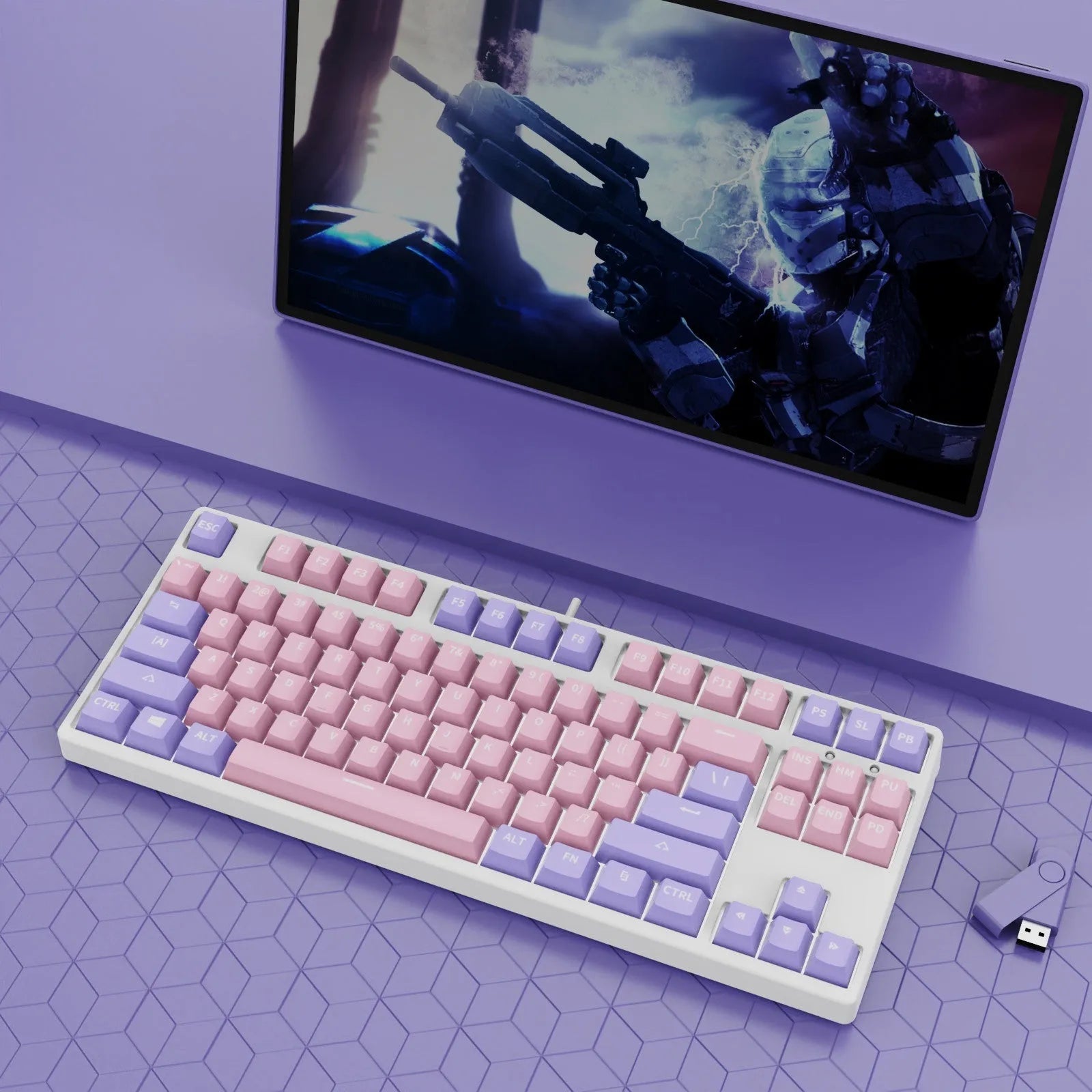 87-key wired mechanical keyboard with two-colour backlighting and hot-swappable switches