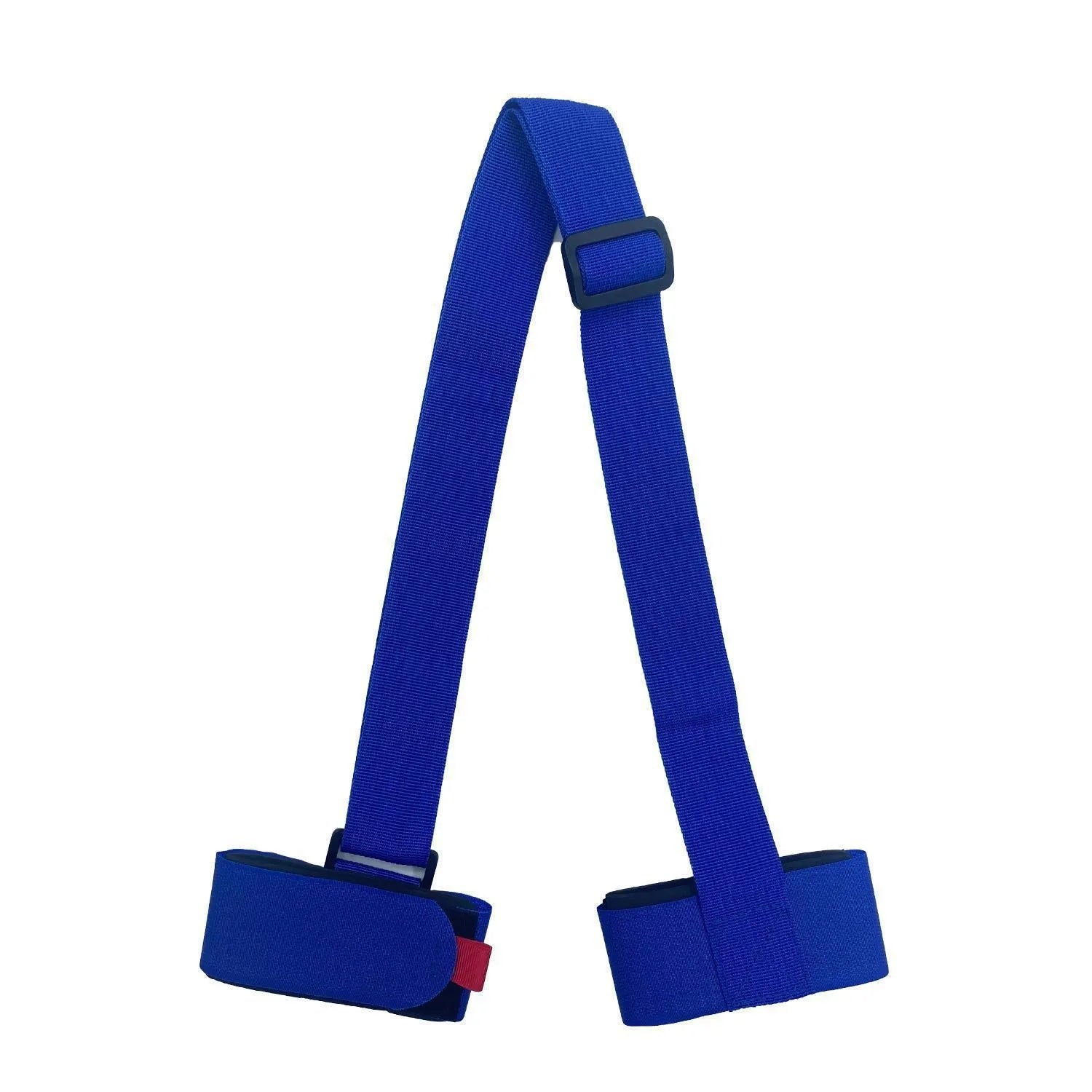 Adjustable hook and loop ski bandage strap for sleds and snowboards.