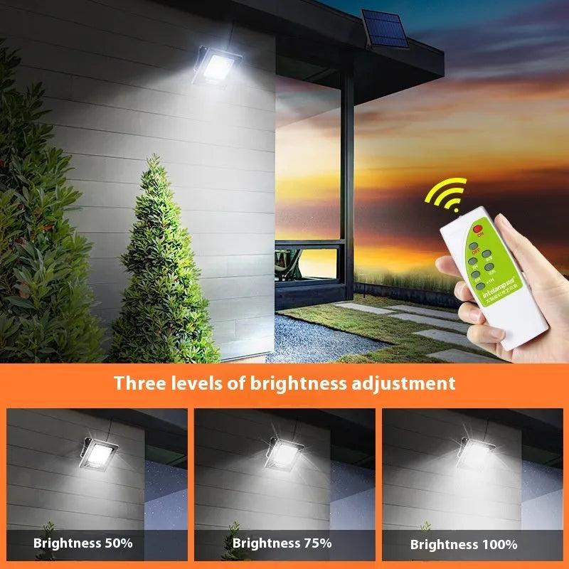 Outdoor solar-powered LED light with waterproof housing for garden and courtyard illumination