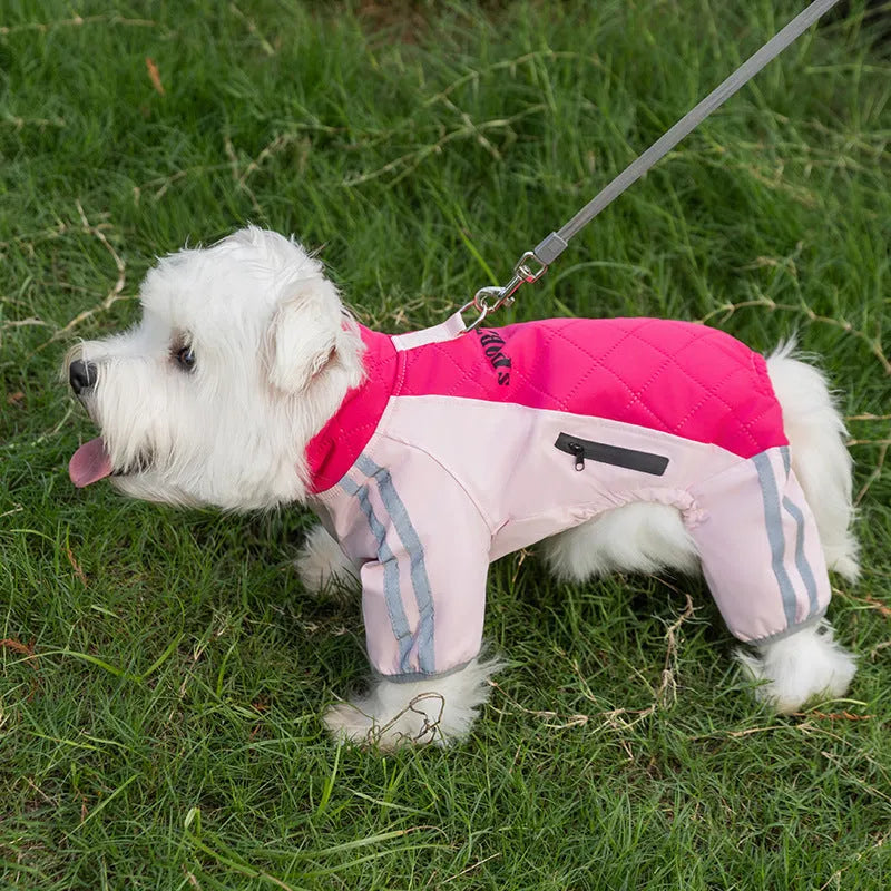 Autumn winter dog down jacket with fleece lining for small medium dogs in red and yellow colour options