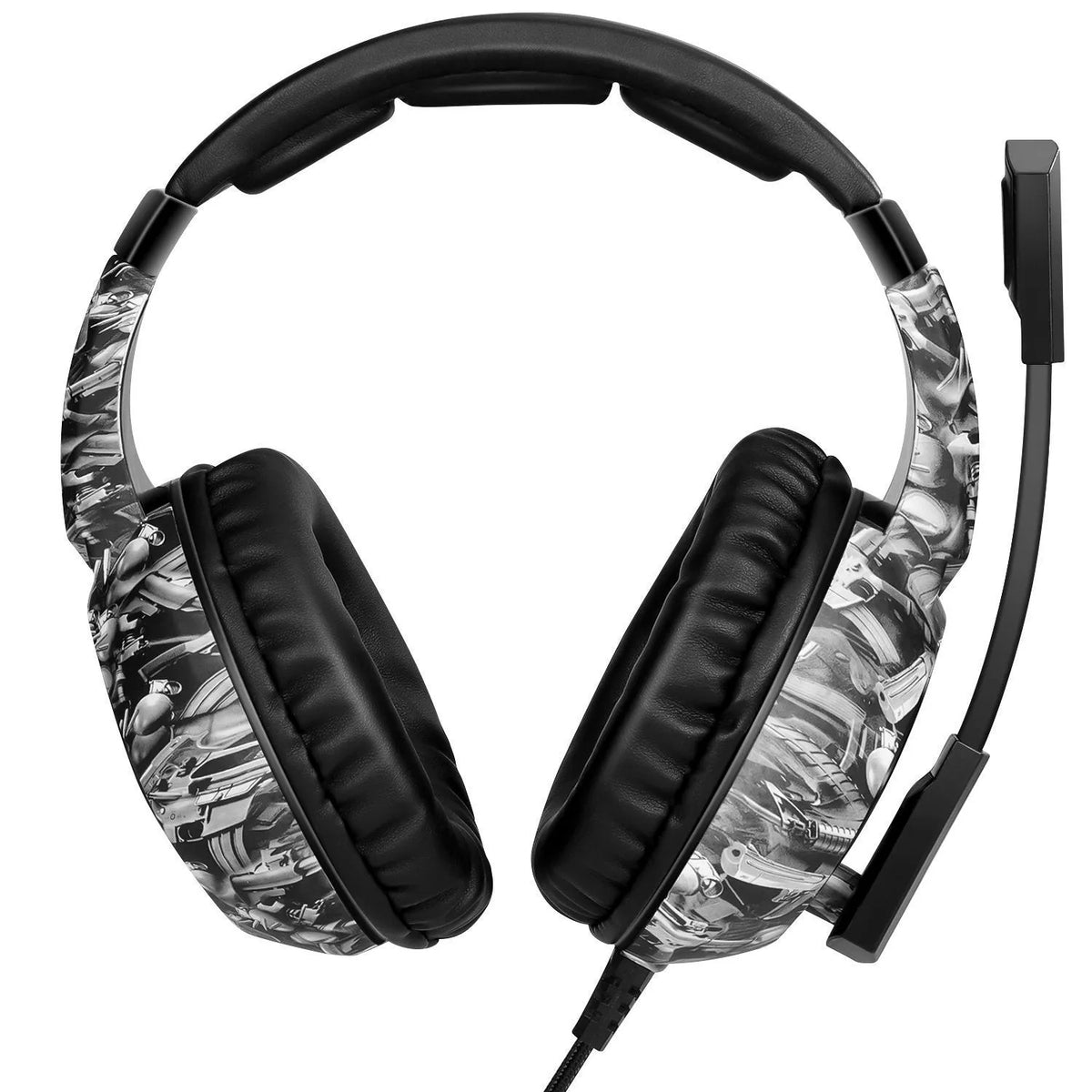 Wired gaming headset with RGB LED earcups, noise-reducing microphone and 3.5mm plug in black, grey or white