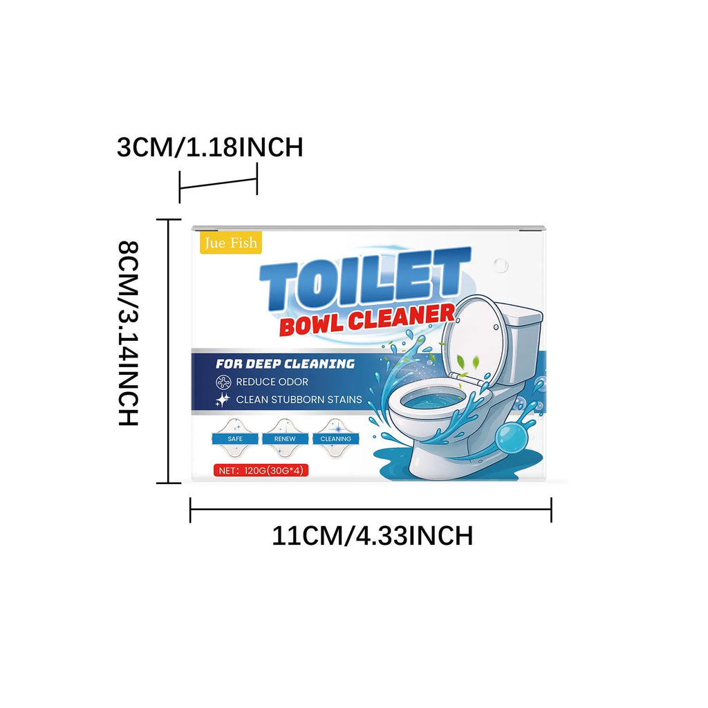 A 120g box of toilet cleaning powder containing four individual 30g sachets for removing stains and odour.