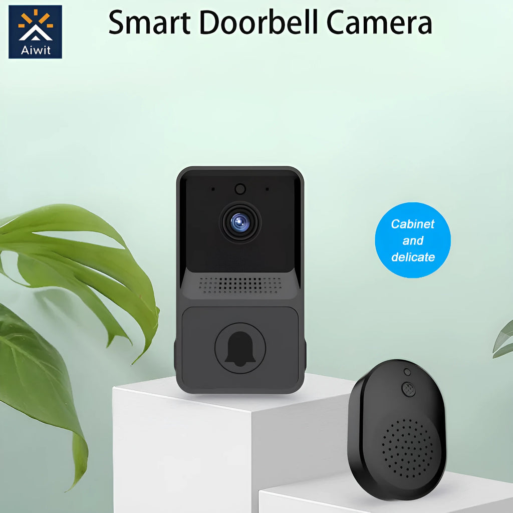 Z20 smart wireless doorbell black and gray with 480P camera, 100° lens, night vision and WiFi video intercom.