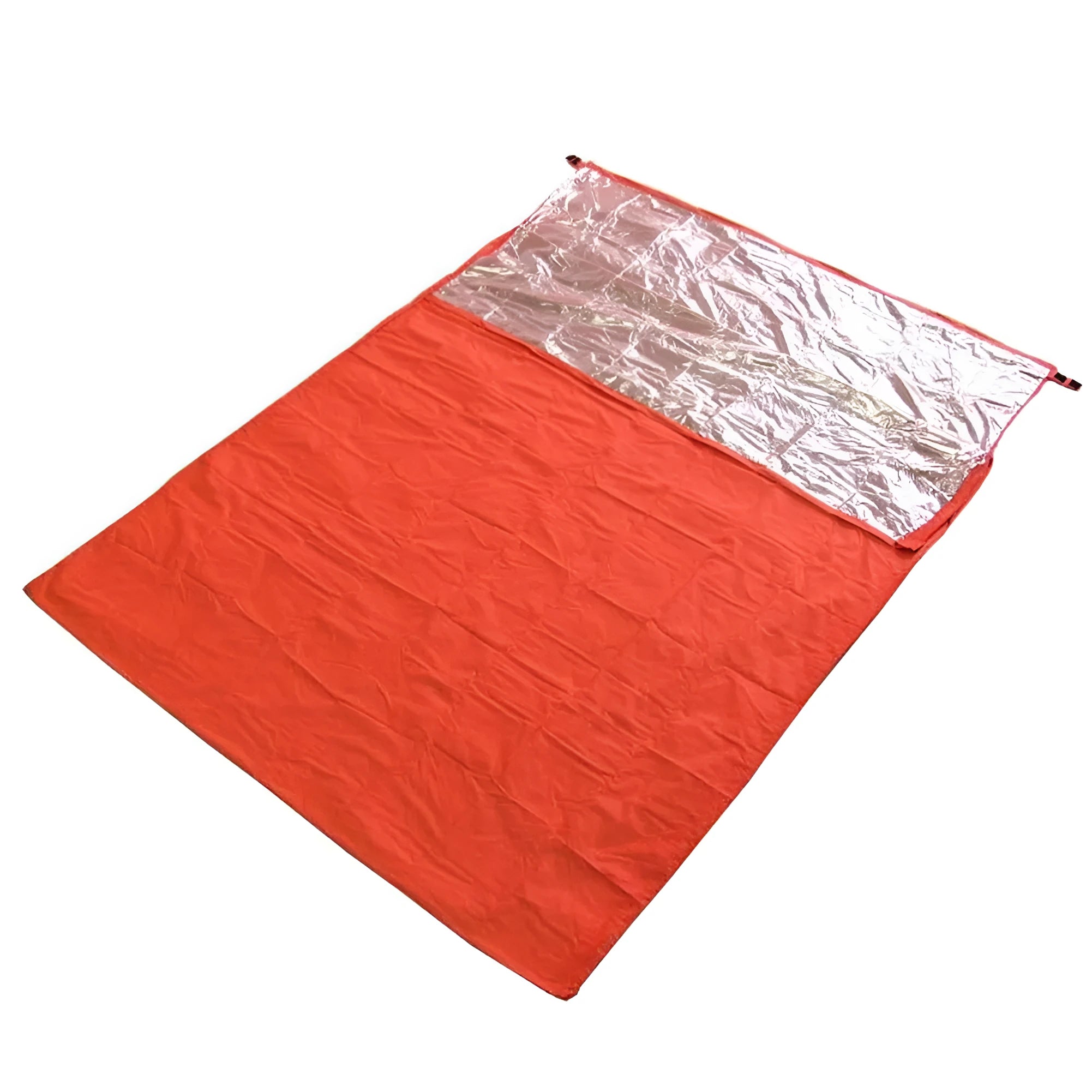 Orange thermal sleeping bag with silver coated nylon plaid fabric for outdoor camping heat reflection