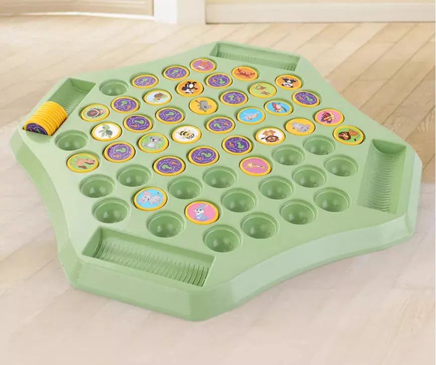 Memory flip chess double battle educational toy in plastic with Animal Style British colour box packaging, 31.5x31.5x4cm