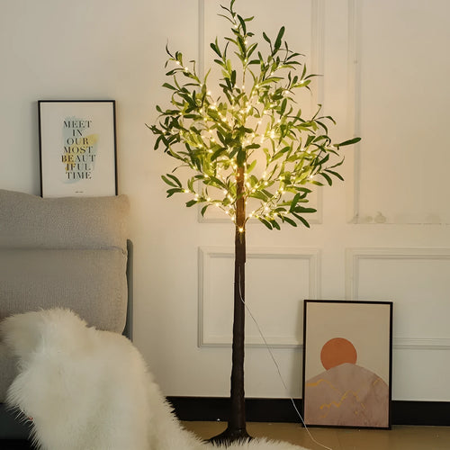 1.8m tall olive leaf tree lamp with warm LED lights for courtyard decoration