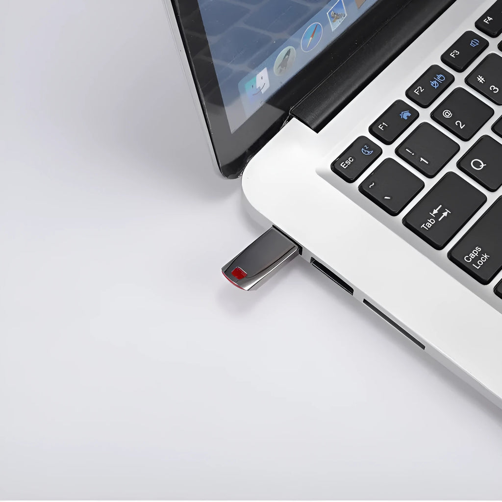 Metal USB flash drive with USB 2.0 interface, capacities from 8GB to 2TB, creative design, portable storage device.