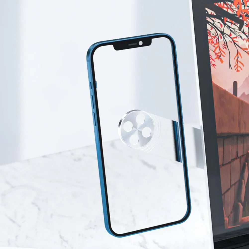 Black aluminium laptop phone holder with magnetic mount attached to laptop side displaying smartphone
