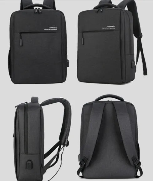 Waterproof shockproof rechargeable backpack laptop bag Oxford cloth shoulder carry black