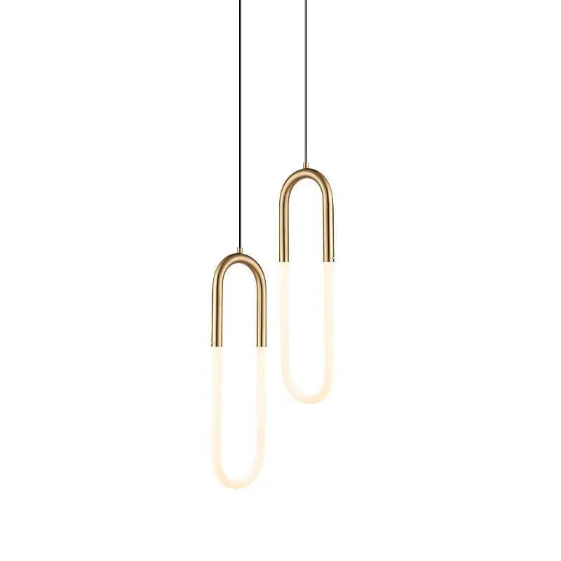 Modern Nordic style U-shaped metal pendant light with a long 200cm drop, ideal for bedside lighting.
