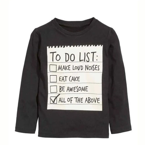 Boys cotton two-piece clothing set with long sleeve t-shirt and pants featuring printed letter pattern