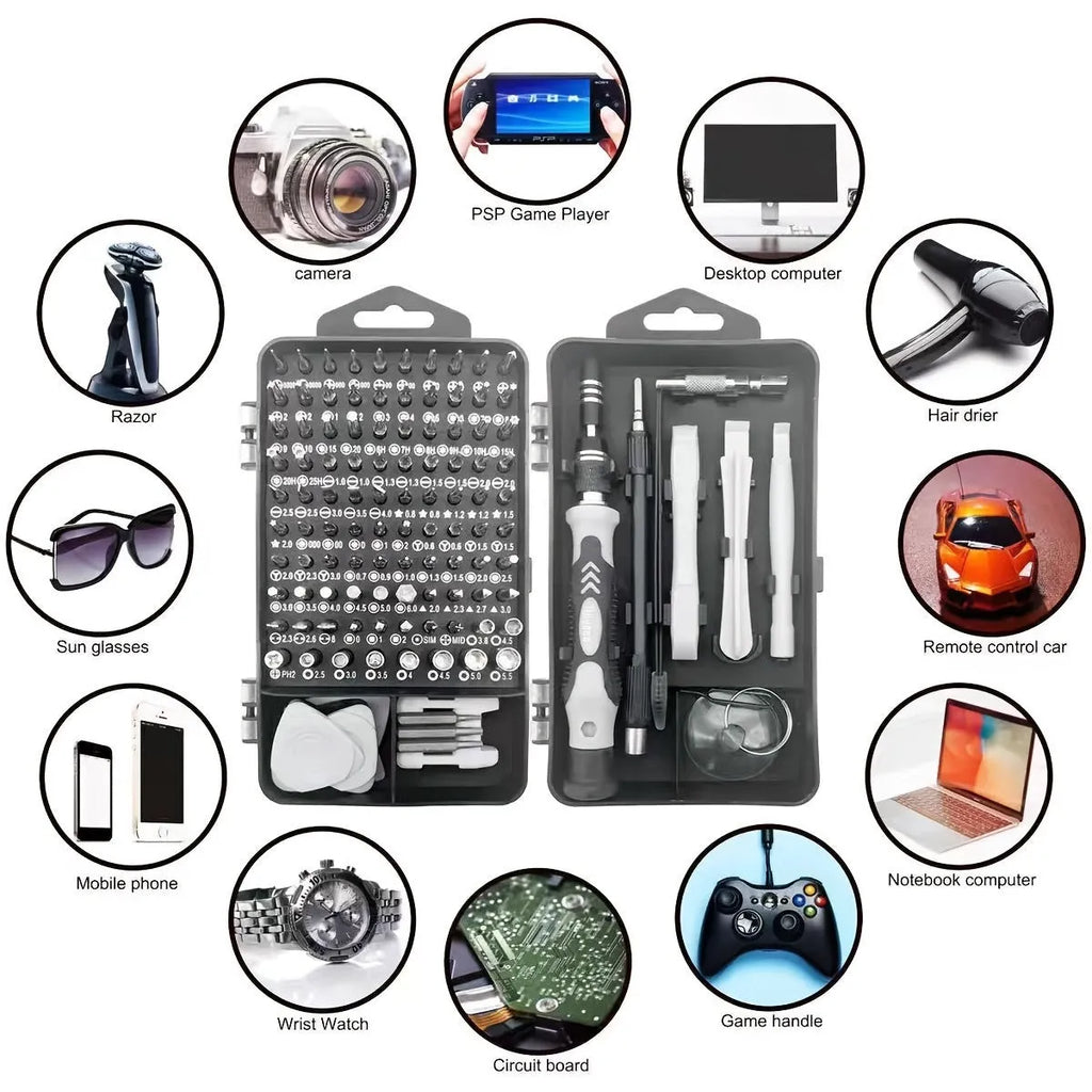 Screwdriver tool set 115 in one B with carbon steel cutter head, 45 steel PR cutter bar and 90mm cutter bar length