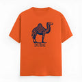 Orange cotton summer t-shirt with loose fit, short sleeves, and round neck