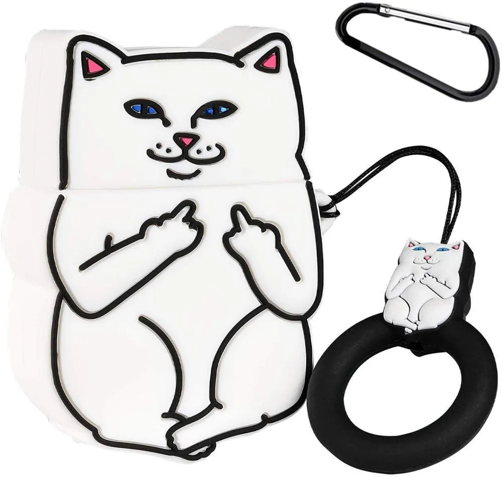 Cartoon silicone protective flip-case for AirPods 2 earphones in various animal and fruit designs