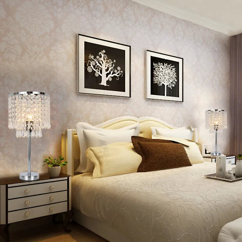 Rechargeable crystal decorative table lamp, 20x42cm, modern simplicity style, with UK EU US AU plug options.