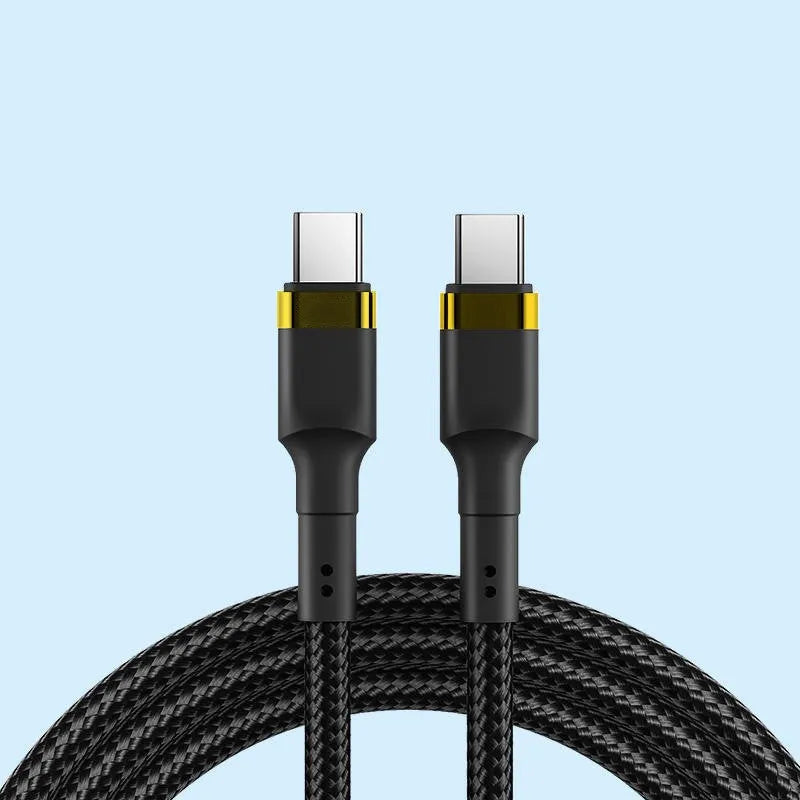 USB C to USB C PD fast charging cable, woven, in 25cm 1m 1.5m or 2m length, Black Gold Silver White
