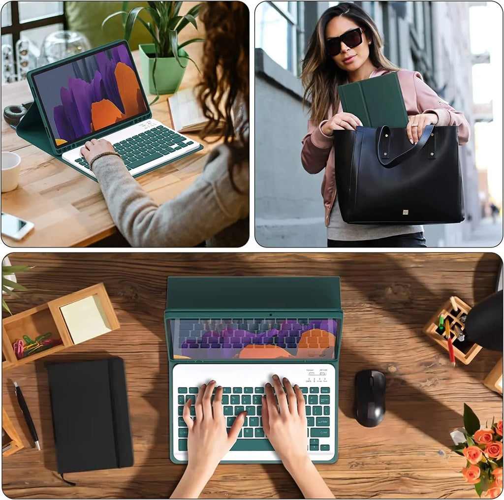Samsung Galaxy Tab Bluetooth keyboard and mouse leather case set in six colour options