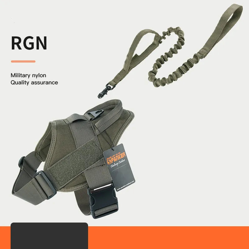 Adjustable dog harness in black made from 1050D nylon with UTX buckle, side view on floor