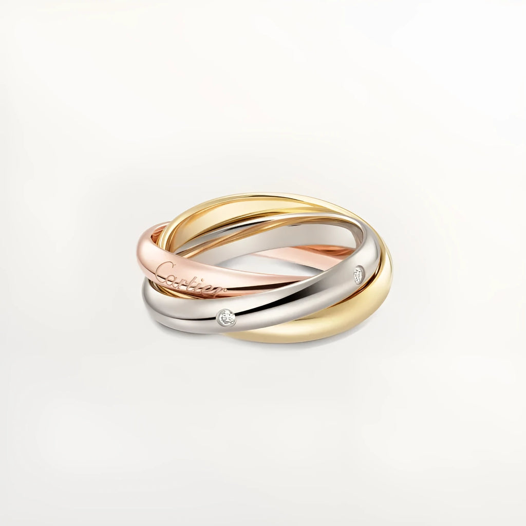 Sterling silver couple's ring with full diamond setting and geometric design on a size 8 finger.