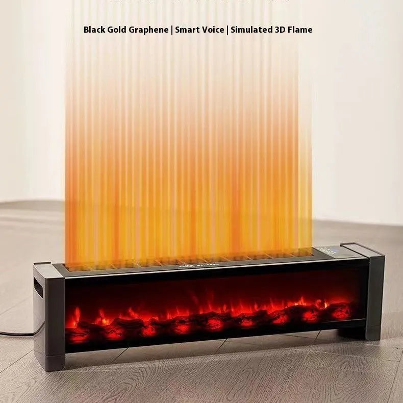 3D simulation flame skirting line heater with voice control, 2000W, US plug, 870x195mm size