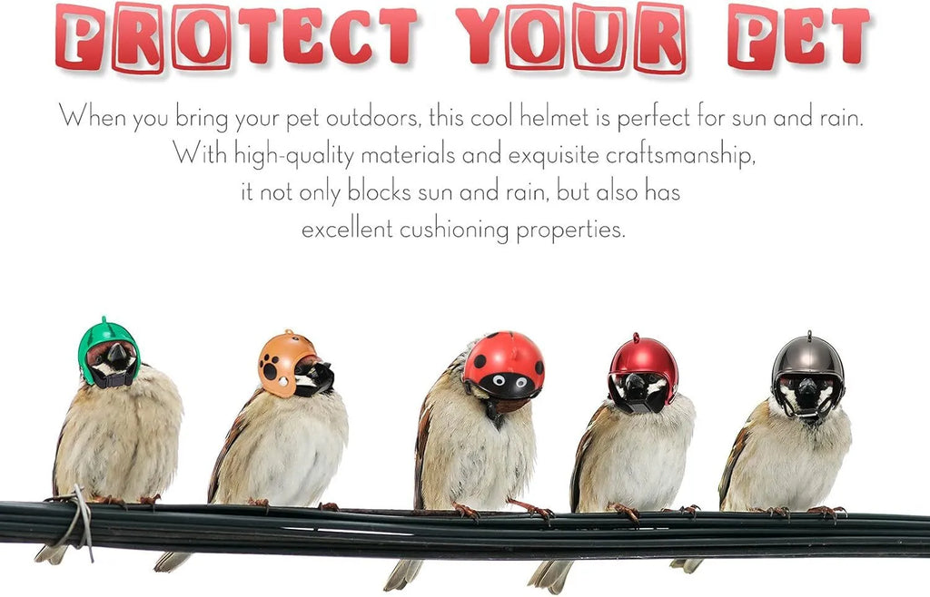 Adjustable pet safety helmet for small chickens and birds with elastic bands