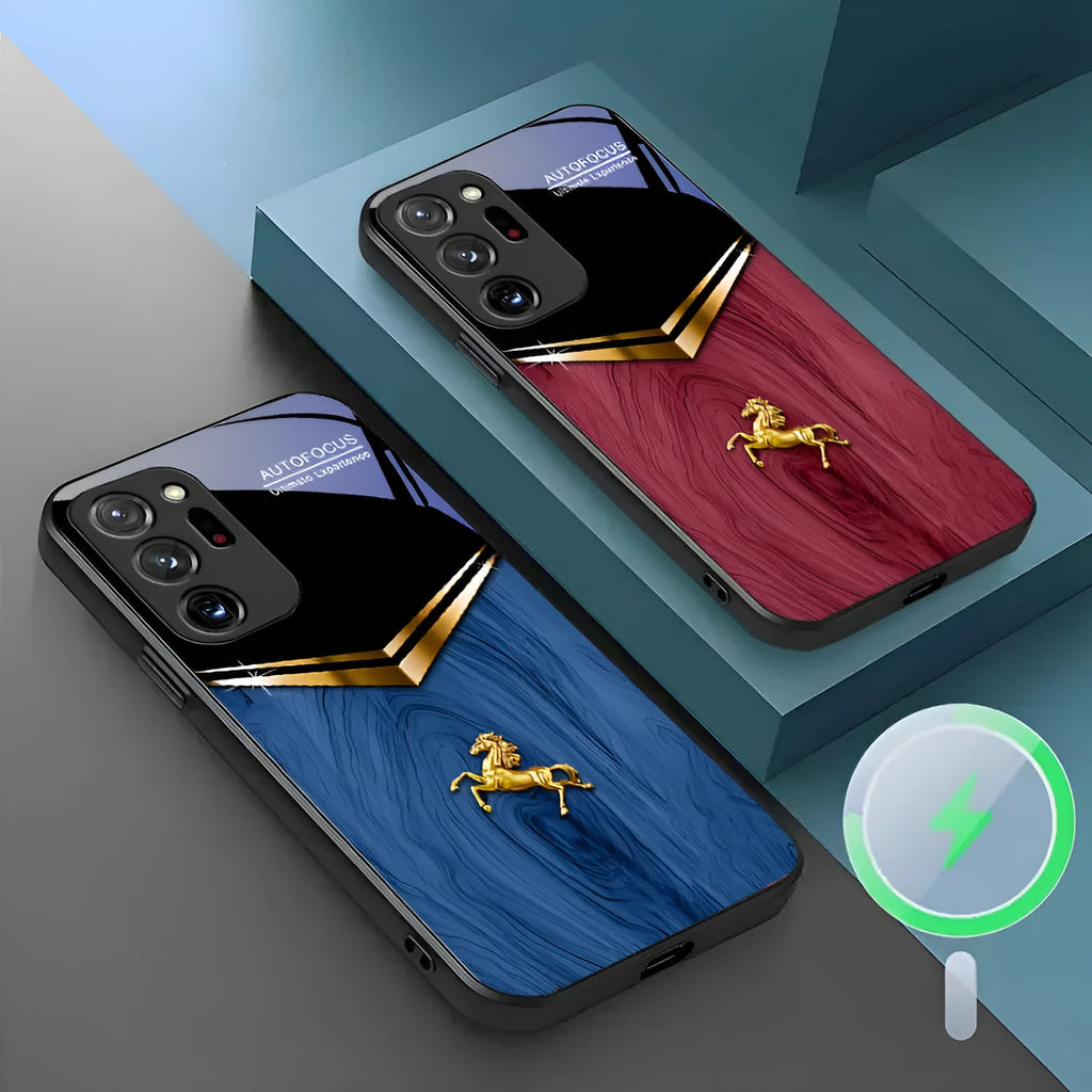 Samsung Galaxy phone case with metal build, sprayed finish, and magnetic ring in black
