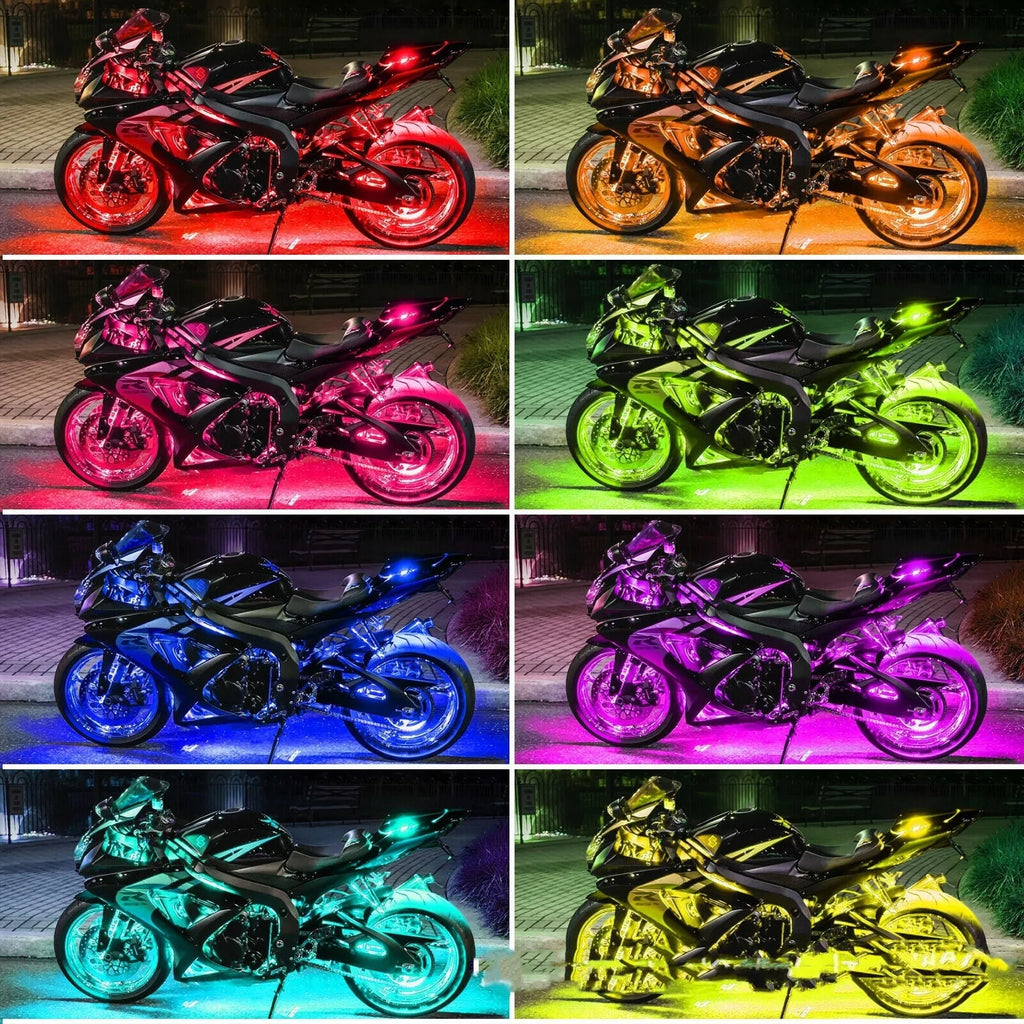 Black silicone RGB LED light bar with wireless remote control for vehicle atmosphere lighting